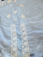 Load image into Gallery viewer, Georgette saree x Chikankari border - Powder Blue
