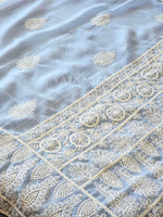 Load image into Gallery viewer, Georgette saree x Chikankari border - Powder Blue
