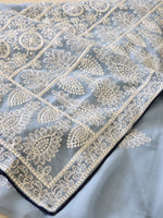 Load image into Gallery viewer, Georgette saree x Chikankari border - Powder Blue
