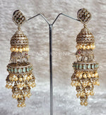 Load image into Gallery viewer, HASTINI jhumkas (gold x mint)
