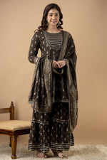 Load image into Gallery viewer, Peplum with Sharara kurti set - CHARVI
