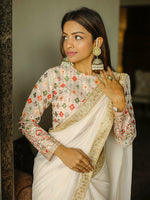 Load image into Gallery viewer, Georgette saree x Designer's edition - Ivory
