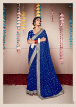 Load image into Gallery viewer, Banarasi x Georgette Saree - Royal Blue x Silver
