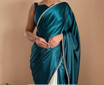 Load image into Gallery viewer, Pearl border x Satin saree - Blue

