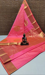 Load image into Gallery viewer, Mandala x Soft Semi Silk Saree : Pink x Gold
