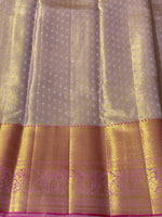 Load image into Gallery viewer, French Rose - Pure Kanjivaram Silk Saree with Silver &amp; Gold Zari
