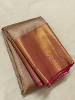 Load image into Gallery viewer, French Rose - Pure Kanjivaram Silk Saree with Silver &amp; Gold Zari
