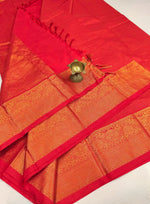 Load image into Gallery viewer, Vaira oosi x Checkered Saree - Chilli Red
