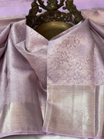Load image into Gallery viewer, HEATHER MIST - Pure Kanjivaram Silk Saree with Light Gold Zari
