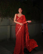 Load image into Gallery viewer, Georgette x Sequins Embroidered Saree : Red
