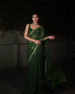 Load image into Gallery viewer, Georgette x Sequins Embroidered Saree : Green
