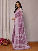 Load image into Gallery viewer, Block Print x Linen Saree : Grape x White Floral
