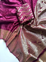 Load image into Gallery viewer, Banarasi Semi Silk Saree x Embossed Floral Designs - Purple
