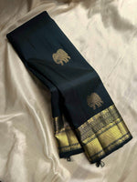 Load image into Gallery viewer, TIMBER DYNASTY - Pure Kanjivaram Silk Saree with Gold Zari
