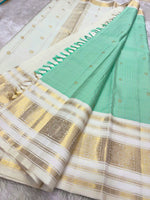 Load image into Gallery viewer, AQUA CELESTIAL CHECKS - Pure Kanjivaram Silk Saree with Gold Zari
