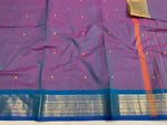 Load image into Gallery viewer, Kanchi Cotton Saree x Ganga-Jamuna Border : Blue Lilac x Golden Green x Blue
