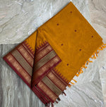 Load image into Gallery viewer, Kanchi Cotton Saree x Temple Border : Ginger x Maroon
