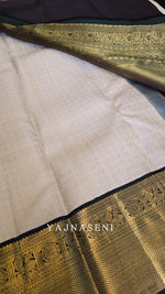 Load image into Gallery viewer, IVORY FOREST - Pure Kanjivaram Silk Saree with Gold Zari
