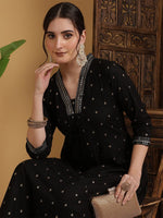 Load image into Gallery viewer, DAAKINI [M/38] - Semi-Flared Kurti Dress (Black)
