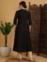 Load image into Gallery viewer, DAAKINI [M/38] - Semi-Flared Kurti Dress (Black)
