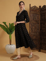 Load image into Gallery viewer, DAAKINI [M/38] - Semi-Flared Kurti Dress (Black)
