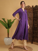 Load image into Gallery viewer, DAAKINI [S/36] - Semi-Flared Kurti Dress (Purple)
