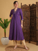 Load image into Gallery viewer, DAAKINI [S/36] - Semi-Flared Kurti Dress (Purple)
