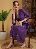Load image into Gallery viewer, DAAKINI [S/36] - Semi-Flared Kurti Dress (Purple)
