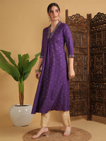 Load image into Gallery viewer, DAAKINI [S/36] - Semi-Flared Kurti Dress (Purple)
