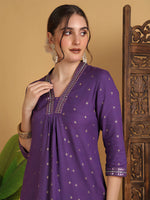 Load image into Gallery viewer, DAAKINI [S/36] - Semi-Flared Kurti Dress (Purple)
