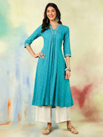 Load image into Gallery viewer, DAAKINI [M/38] - Semi-Flared Kurti Dress (Sky Blue)
