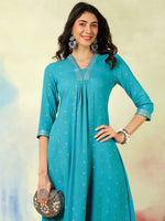 Load image into Gallery viewer, DAAKINI [M/38] - Semi-Flared Kurti Dress (Sky Blue)

