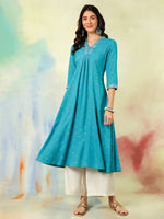 Load image into Gallery viewer, DAAKINI [M/38] - Semi-Flared Kurti Dress (Sky Blue)
