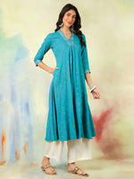 Load image into Gallery viewer, DAAKINI [M/38] - Semi-Flared Kurti Dress (Sky Blue)
