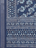 Load image into Gallery viewer, Block Print x Linen Saree : Dark Blue x Blue Floral
