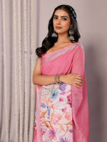Load image into Gallery viewer, Printed Linen Saree : Bubblegum Pink
