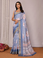 Load image into Gallery viewer, Chanderi Silk Saree : Blue Grey
