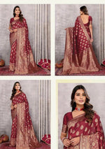 Load image into Gallery viewer, Blended Banarasi Silk Saree : Maroon
