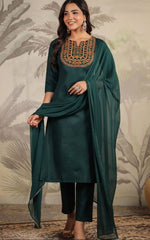 Load image into Gallery viewer, BHUVA [2XL / 44] - Straight cut embroidered kurti set
