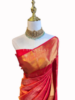 Load image into Gallery viewer, Crimson - Pure Kanjivaram Silk Saree with Gold Zari
