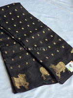 Load image into Gallery viewer, Viscose Georgette Saree : Mini Motifs  x Gomatha - Black
