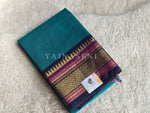 Load image into Gallery viewer, Kanchi Cotton Saree : Teal x Dark Blue

