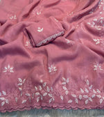 Load image into Gallery viewer, Textured Chiffon Saree | The Pastel Edit : Mauve
