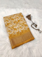 Load image into Gallery viewer, Floral Printed Saree - Golden Yellow
