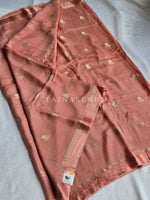 Load image into Gallery viewer, Viscose Chinnon Saree x Satin Border - Blush
