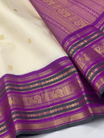Load image into Gallery viewer, IVORY EMPRESS - Pure Kanjivaram Silk Saree with Gold Zari
