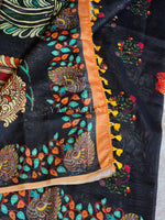 Load image into Gallery viewer, Linen Cotton x Kalamkari Print Saree - Black
