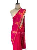 Load image into Gallery viewer, Annapakshi Border x Kattam Silk Cotton Saree : Hot Pink
