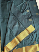 Load image into Gallery viewer, Kolam Motifs x Semi Soft Silk Saree - Timber Green
