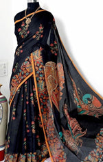 Load image into Gallery viewer, Linen Cotton x Kalamkari Print Saree - Black
